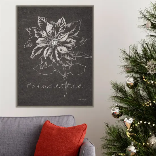 Black and White Chalkboard Christmas IV by Beth Grove 23-in. W x 30-in. H. Canvas Wall Art Print Framed in Grey {4}