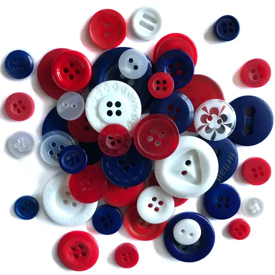 Buttons Galore Colorful Sewing & Craft Buttons for DIY Projects Patriotic mix {1}