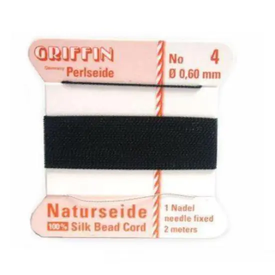 Silk Griffin Bead Stringing Cord #4 Black 4Pcs {2}