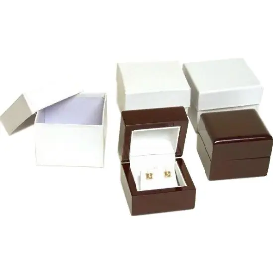 3 Rosewood Stained Earring or Pendant Display Boxes {1}