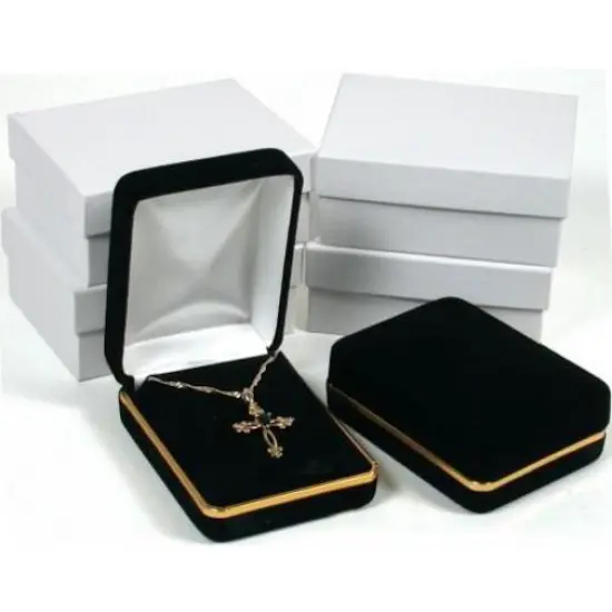 4 Pendant Chain Gift Boxes Display Black Velvet {1}