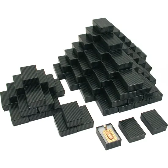 100 Black Stripe Cotton Filled Jewelry Gift Box 1 7/8" {1}
