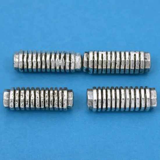 15g Bali Octagon Tube Beads Antq Silver Plt 17mm App 4 {1}