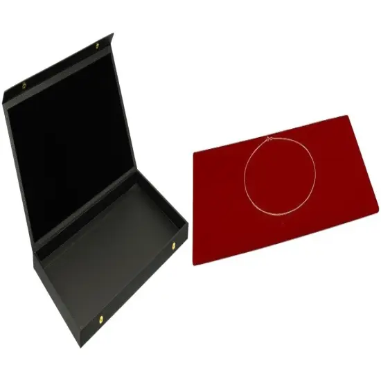 Black Faux Leather Jewelry Case w/ 1 Red Velvet Display Insert (Snap close lid) {1}