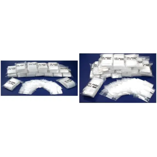 Resealable Reclosable Clear Plastic Bags 2" x 2" & 2" x 3" Kit 4000 Pcs {1}