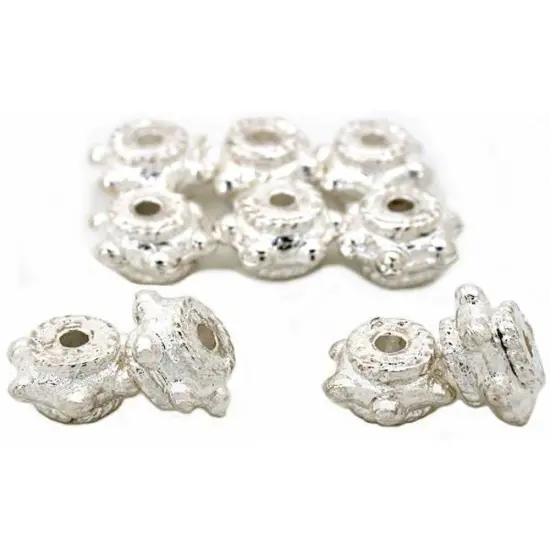 Beaded Rondelle Bali Beads Silver Plated 8mm Approx 10 {1}