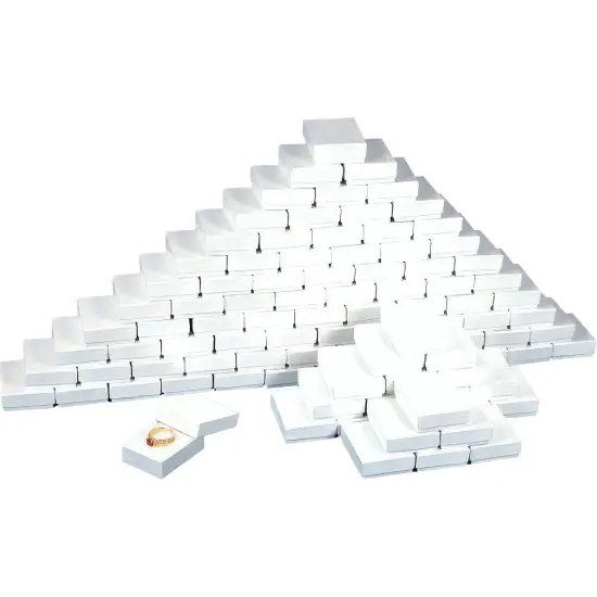 100 White Swirl Cotton Charm Jewelry Boxes Gift Display 2 3/16" x 1 3/4" x 3/4" {1}
