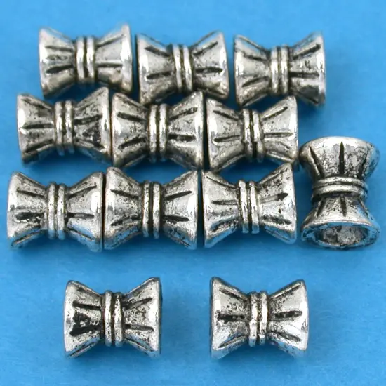 Bow Tube Beads Antique Silver Plated 8.5mm Approx 10 {1}