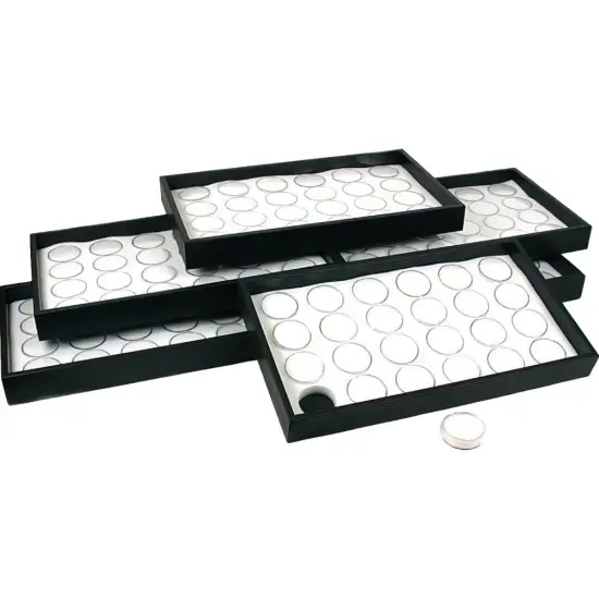 6 White 24 Gem Jars Display Insert & Stackable Trays {1}