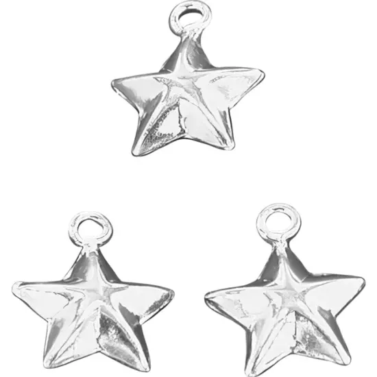 Star Charms Sterling Silver 12.5mm 3Pcs {1}