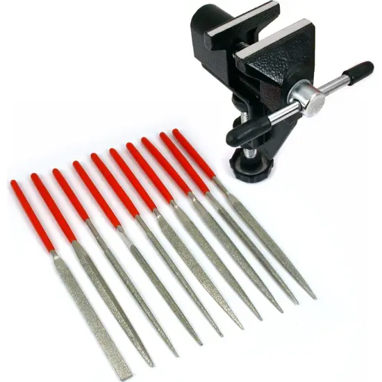 10 Diamond Coated Files & Bench Vise Filing Tools New {1}