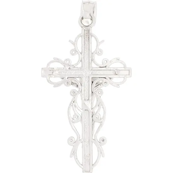 14K White Gold Crucifix Charm 18" Chain Jewelry {5}