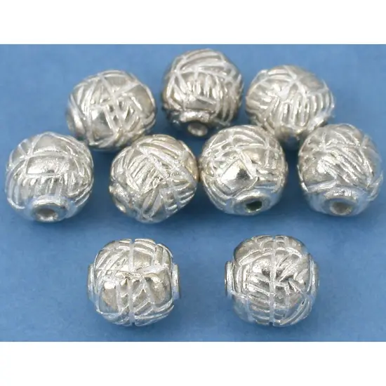 Round Bali Beads Silver Plated Beading 8mm Approx 8Pcs {1}