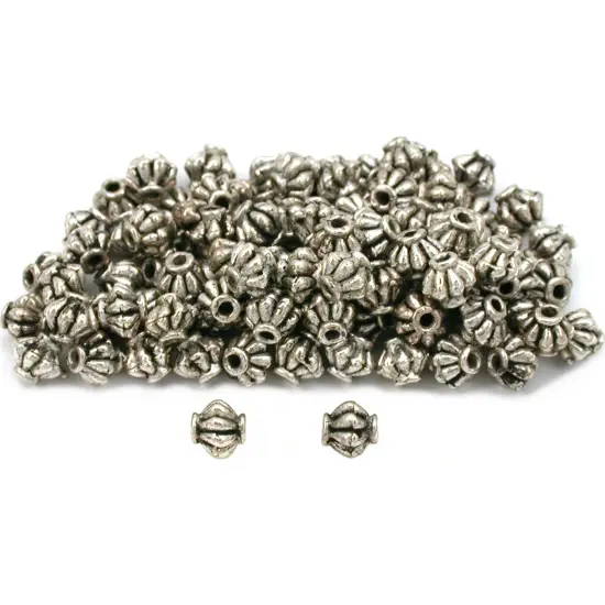 Fluted Bali Beads Antique Silver Plated 5mm Approx 100 {1}