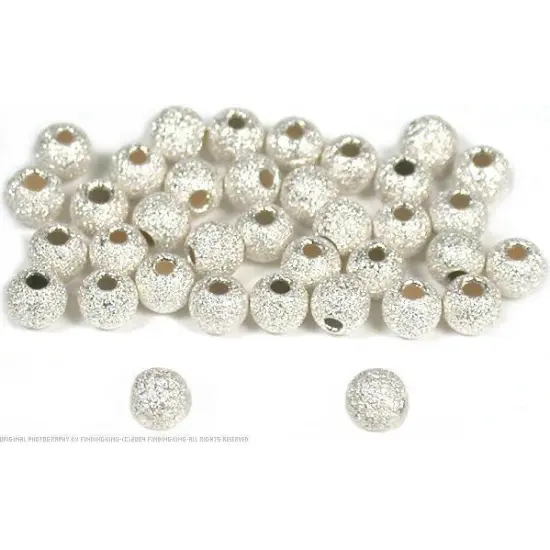 36 Stardust Ball Beads Silver Bead Stringing 3mm Parts {1}
