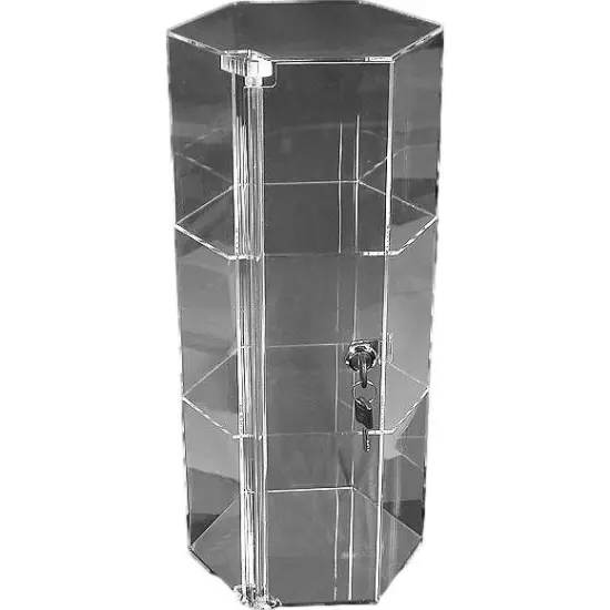 Large Revolving Rotating Showcase Display Locking Acrylic Case {6}