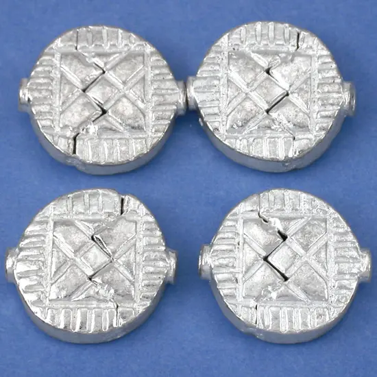 Fluted Disc Beads Silver Plated Round 17.5mm Approx 4 {1}