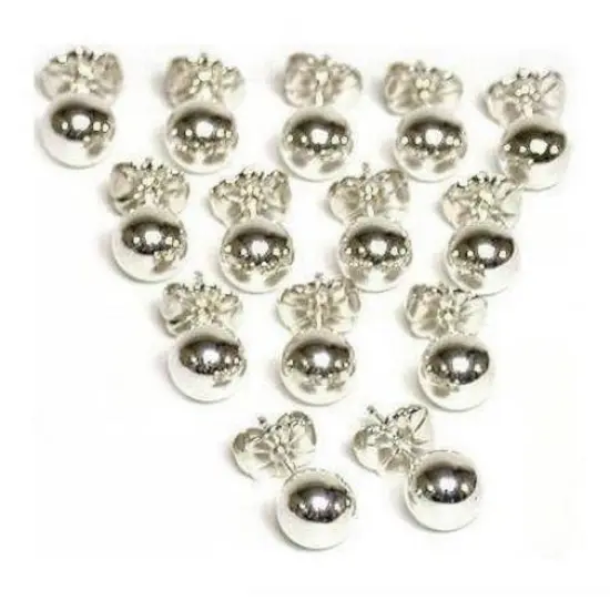 14 Sterling Silver 6mm Ball Earrings & Backs {1}