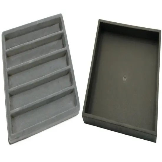 Black Open Square Stackable Jewelry Display Tray w/ Gray 5-slot Plastic Tray {1}