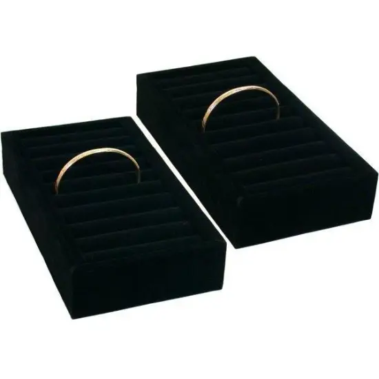 2 Black Cuff Bangle Bracelet Watch Insert Display Trays {1}