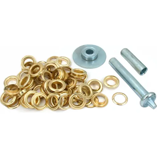 50 Punch Grommets Leatherworking Tent Fabric Gold Tone {1}