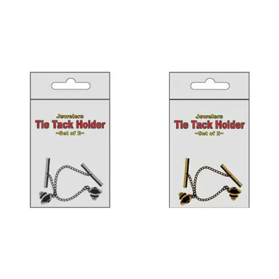Gold & Silver Tone Tie Tack Holders Kit 4 Pcs {1}