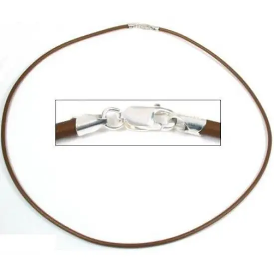 Rubber Cord Necklaces Brown 16" 2Pcs {3}