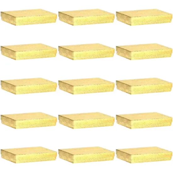 15 Gold Cotton Jewelry Gift Boxes Pocket Watch Displays 3.25" {2}