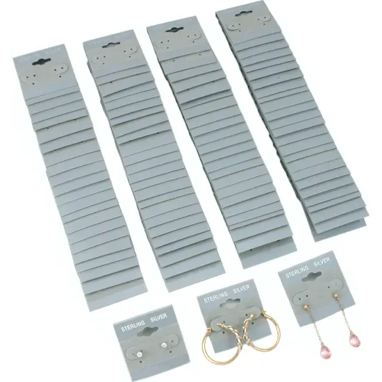 100 Soft Grey Sterling Silver Earring Cards 1.5x1.5" {1}