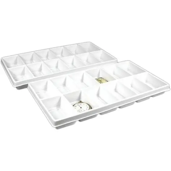 24 Slot Pocket Watch Jewelry White Case Display Trays {1}
