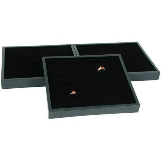 108 Slot Black Ring Tray Velvet Showcase Display Unit {1}