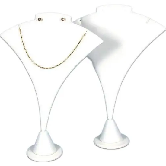 2 Necklace Earring White Leather Combo Showcase Display {1}