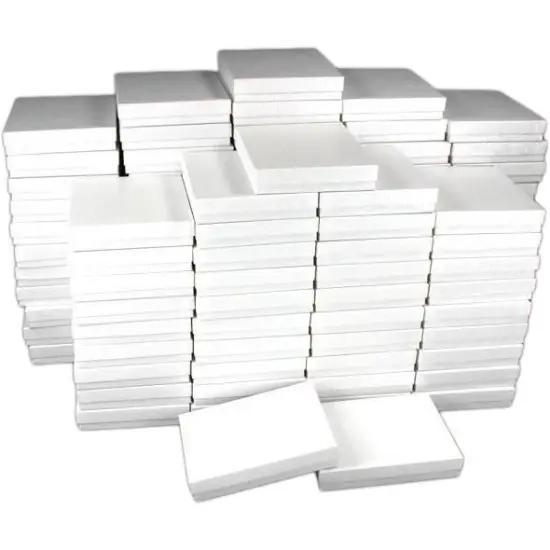 100 White Swirl Cotton Boxes Necklace Gift Box Displays 6 1/8" {1}