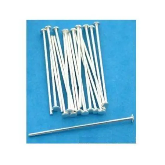 20 Head Pins Sterling Silver Stick Hat Beading 22 Gauge {1}