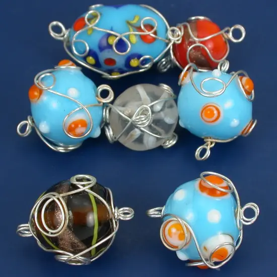 40 Grams Lampwork Glass Wire Wrapped Beads Assorted Mix {1}