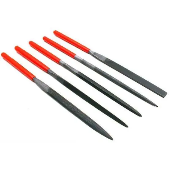 5 Needle Files Red Grip Jewelers Metalsmith Filing Tool {1}