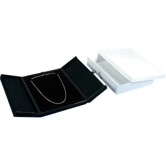 6 Large Black Necklace Snap Lid Gift Boxes Display Box {2}