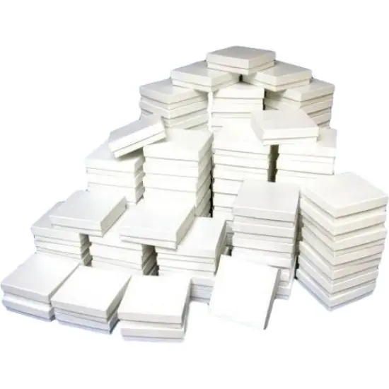 100 White Watch Bracelet Chain Jewelry Cotton Boxes 3 5/8" {1}