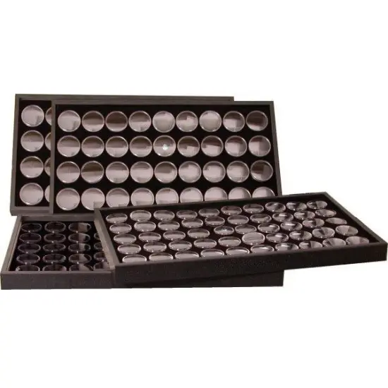 172 Black Foam Gem Jars & 4 Travel Display Trays {1}