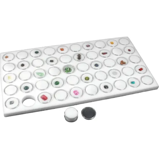 Glass Top Jewelry Display Case Box White 50 Gem Jars {3}