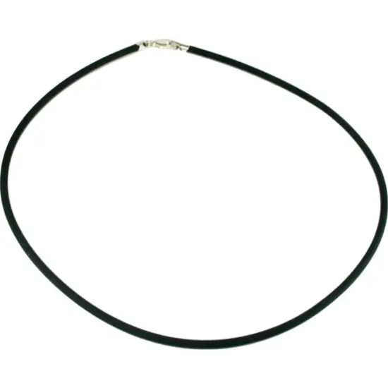 Rubber Cord Necklaces Black 16" & 18" 2Pcs {3}