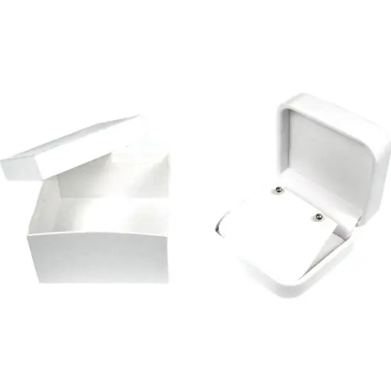 White Leather Earring Display Case Countertop Gift Box {2}