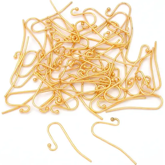 50 Gold Plated Bali Style Ball Shepherd Hook Earrings {1}