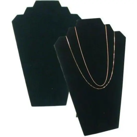 2 Black Velvet Padded 2 Tier Necklace Pendant Bust Showcase Displays 12.5" {1}