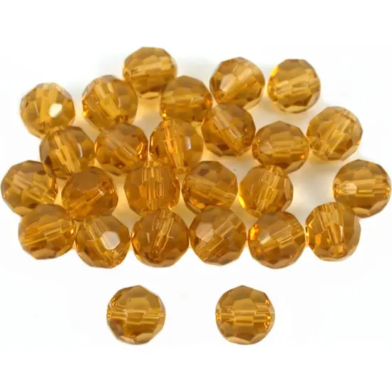 25 Topaz Round FP Faceted Chinese Crystal Beads 6mm {1}