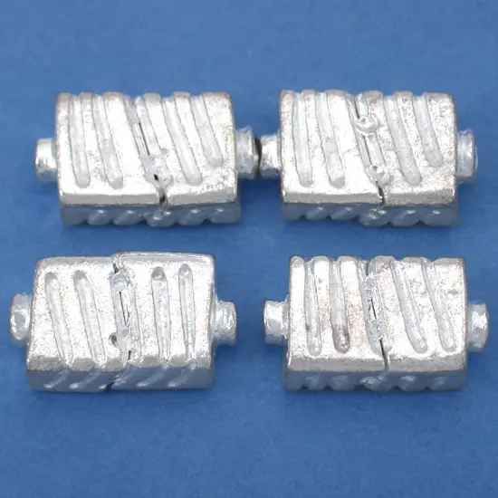 Fluted Rectangle Beads Silver Plated 17mm 15gr Approx 4 {1}