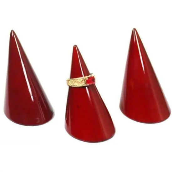 3 Ring Displays Rosewood Finger Stands Showcase Wooden {1}