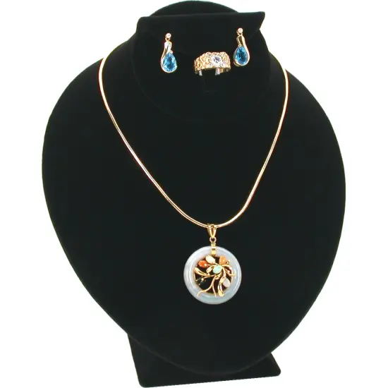 Black Velvet Ring Ers Necklace Combo Bust Display 9" {1}