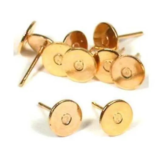 10 Earrings Posts Flat Beading Gold Filled Jewelry 6mm {1}