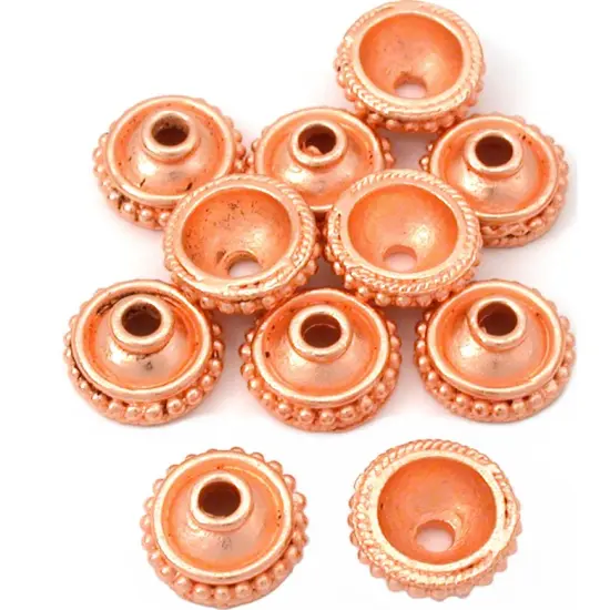Dot Bali Bead Caps Copper Plated Beading 13mm Approx 10 {1}